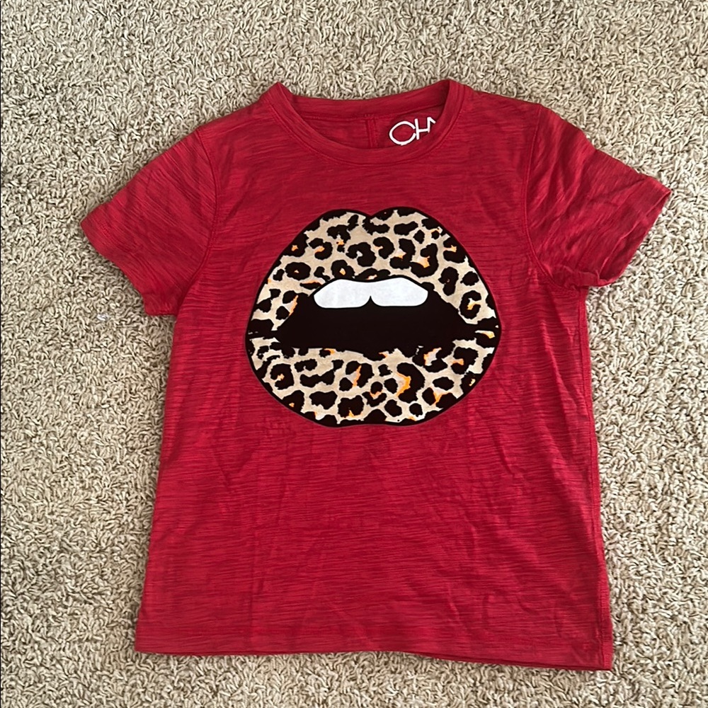 Kids Red Leopard Print T-Shirt